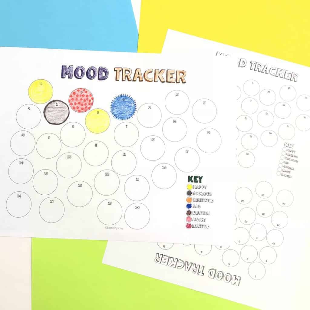Mood trackers circles and a colored key.