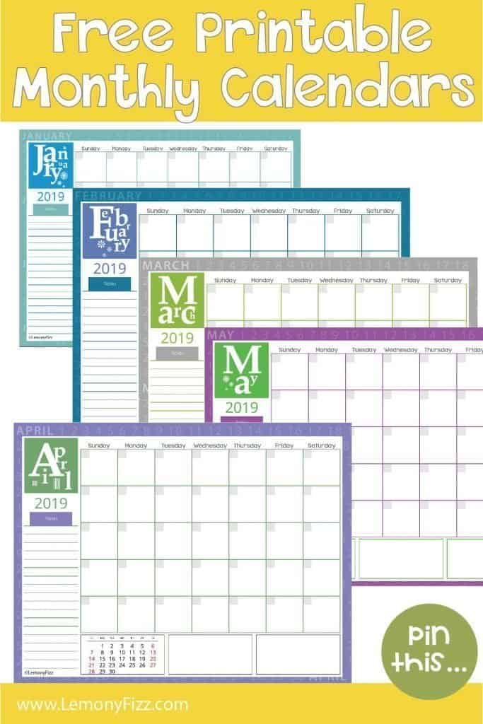 Get Your Free Copy of 2019 Monthly Calendar Pages Now