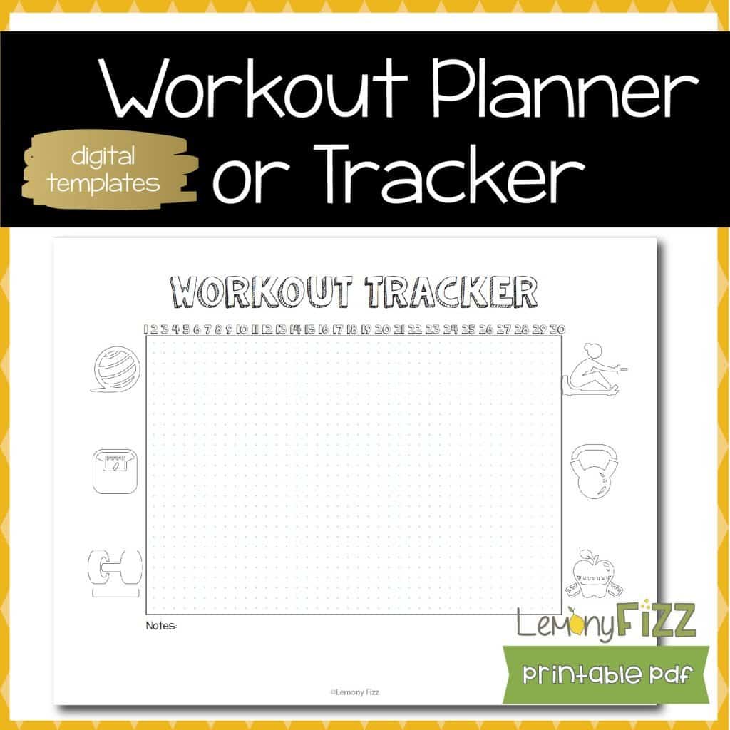 Workout Habit Tracker Planner Bullet Journal Template - LemonyFizz