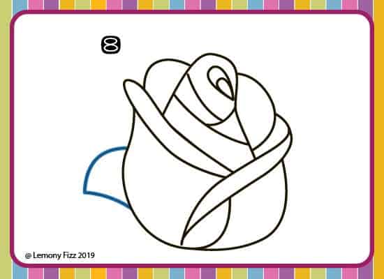 how to draw a rose with step by step directions. step 8