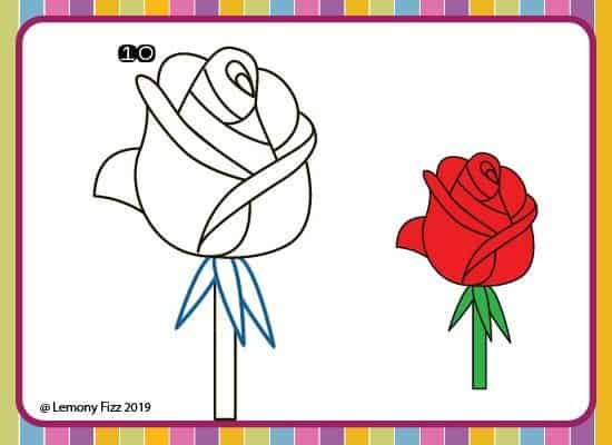 how to draw a rose with step by step directions. step 10