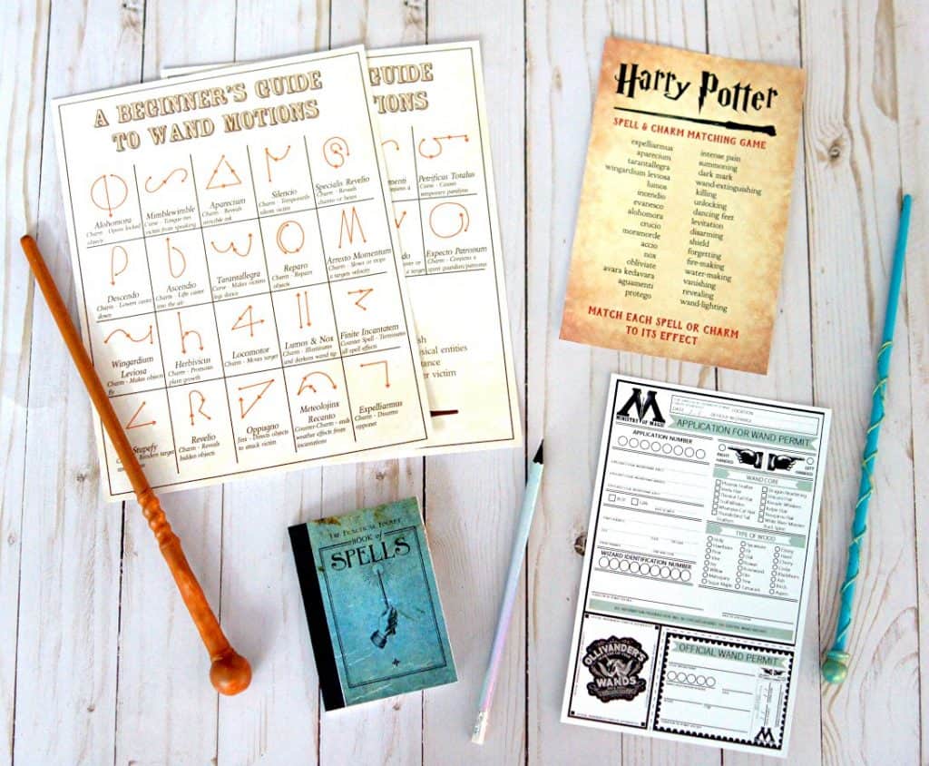 Harry Potter crafts and spells printable.