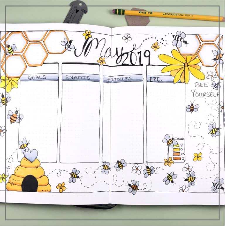 Celebrate Bees with a May Bullet Journal Spread