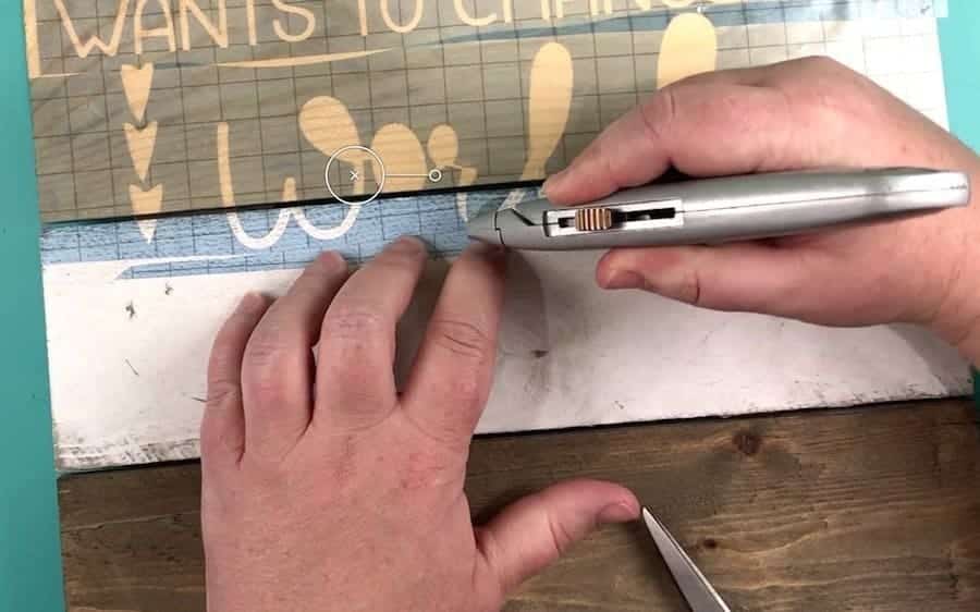 Cut extra pieces of vinyl with a utility knife.