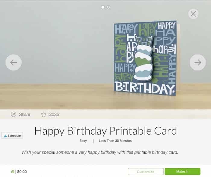 Print and cut Cricut birthday card.