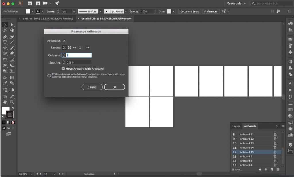 adobe illustrator artboard mkving