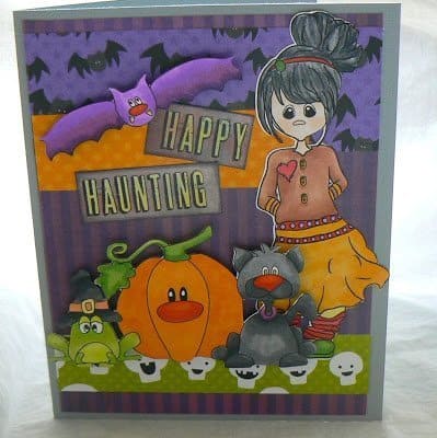 happy haunting stamped and paper pieced card front