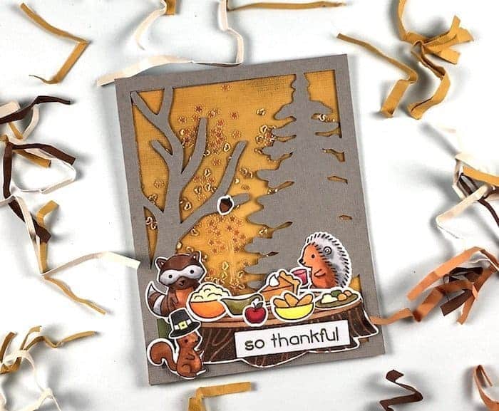 A woodland Thanksgiving card that is simple and easy to make.