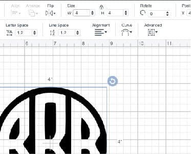 Resize your circle monogram to 4 or 5 inches.