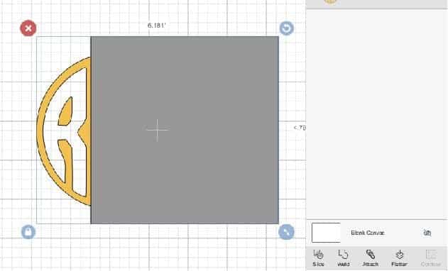 Select the two shapes and click the slice button.