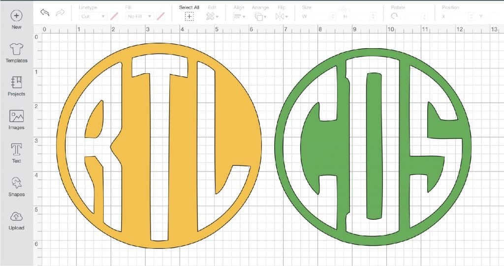 Circle monograms with a Cricut and Design Space.