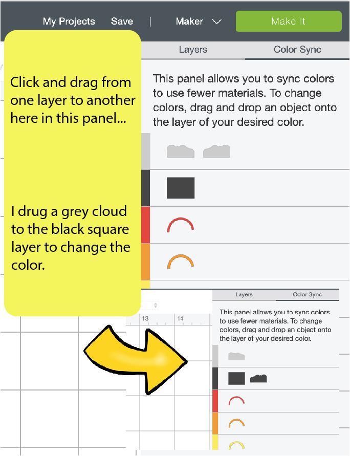 use the Color Sync panel in Cricut Design Space to change the colors of elements