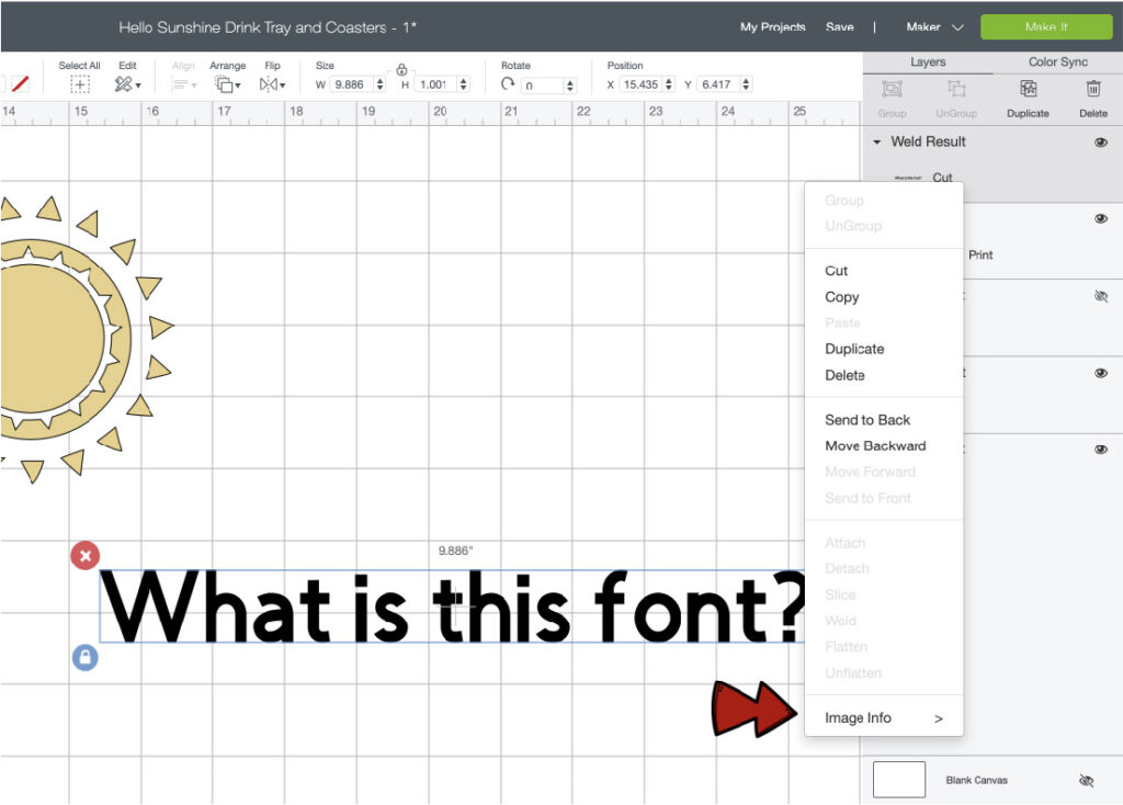 How to find a font that you used in a Cricut Design Space project.