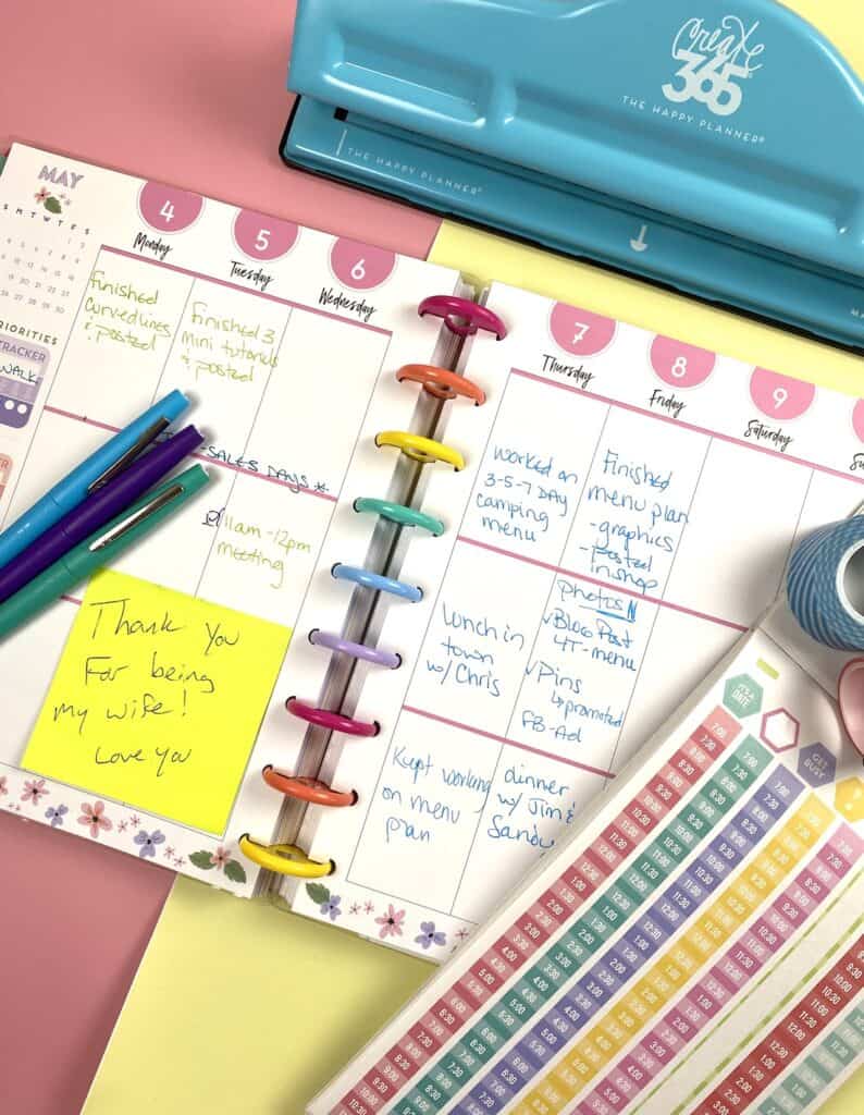 Sticky notes from my husband that I add to a planner.