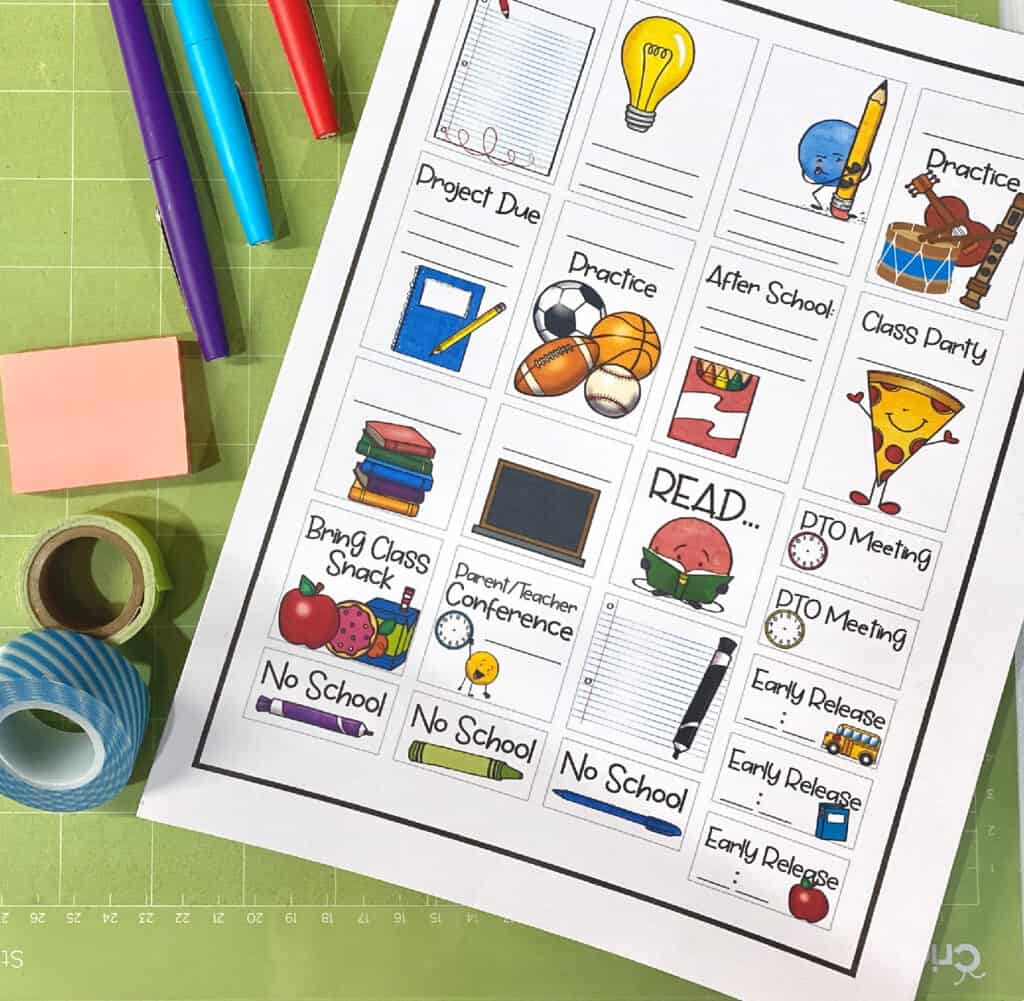 back to school planner stickers for free