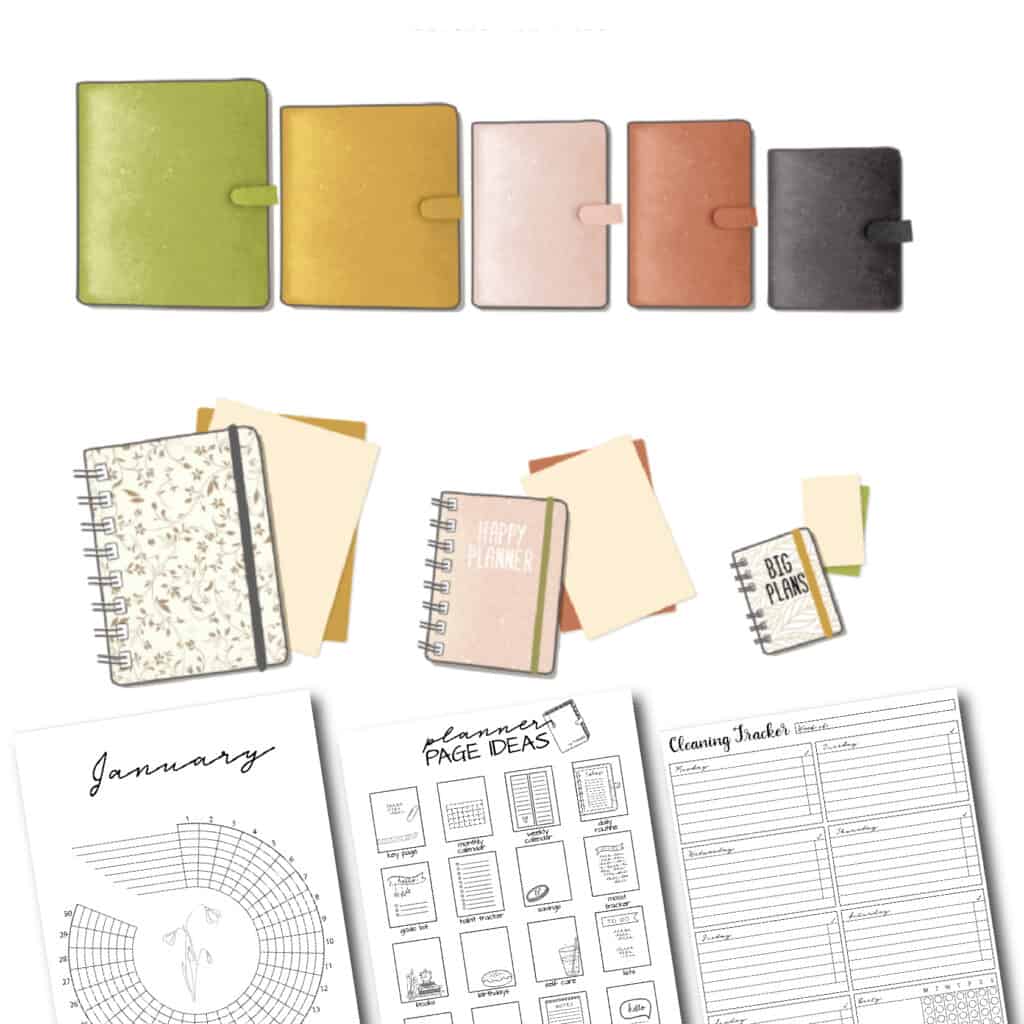 planner sizes and printable planner pages