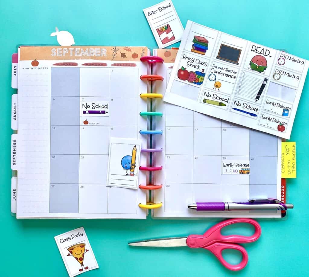 classic happy planner with printable stickers