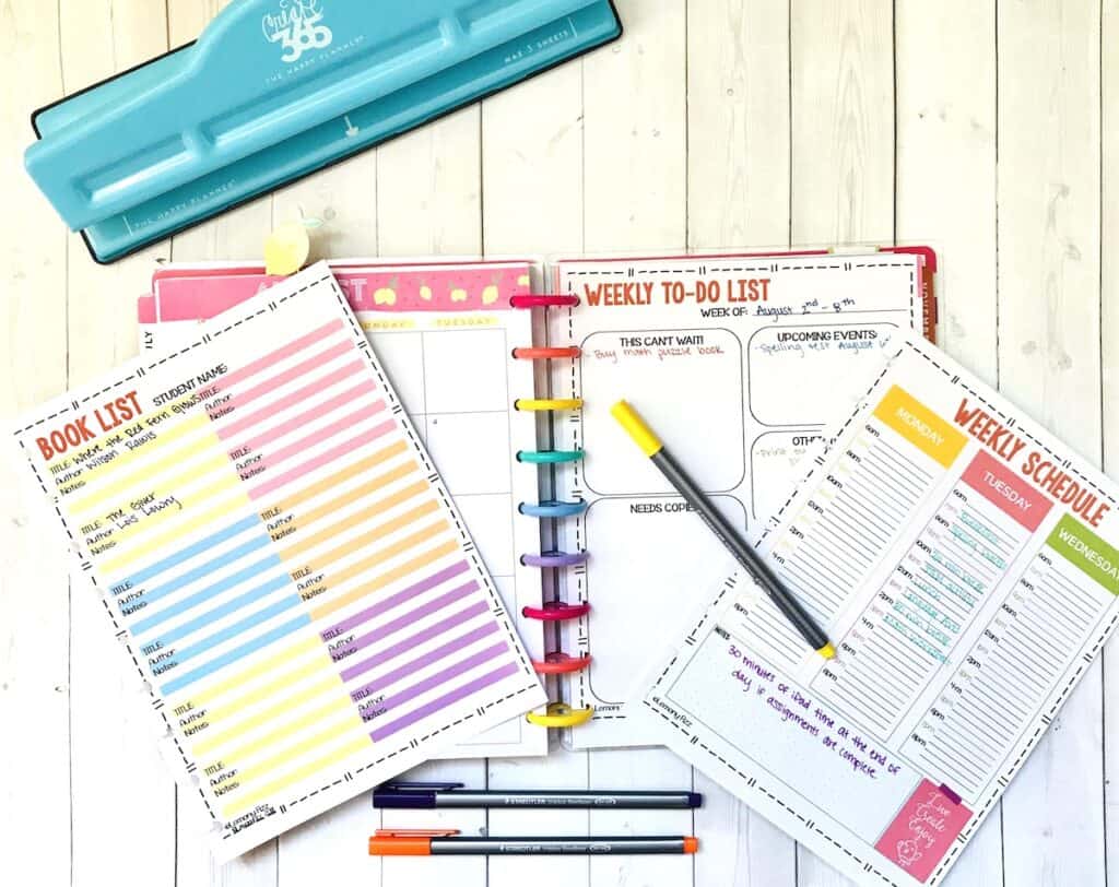 printable homeschool planner with week at a glance plages