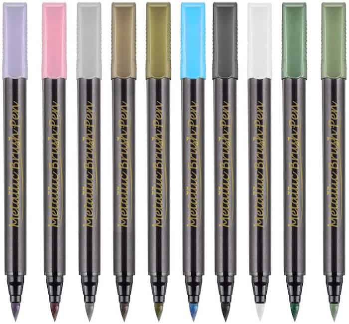 metallic brush pens