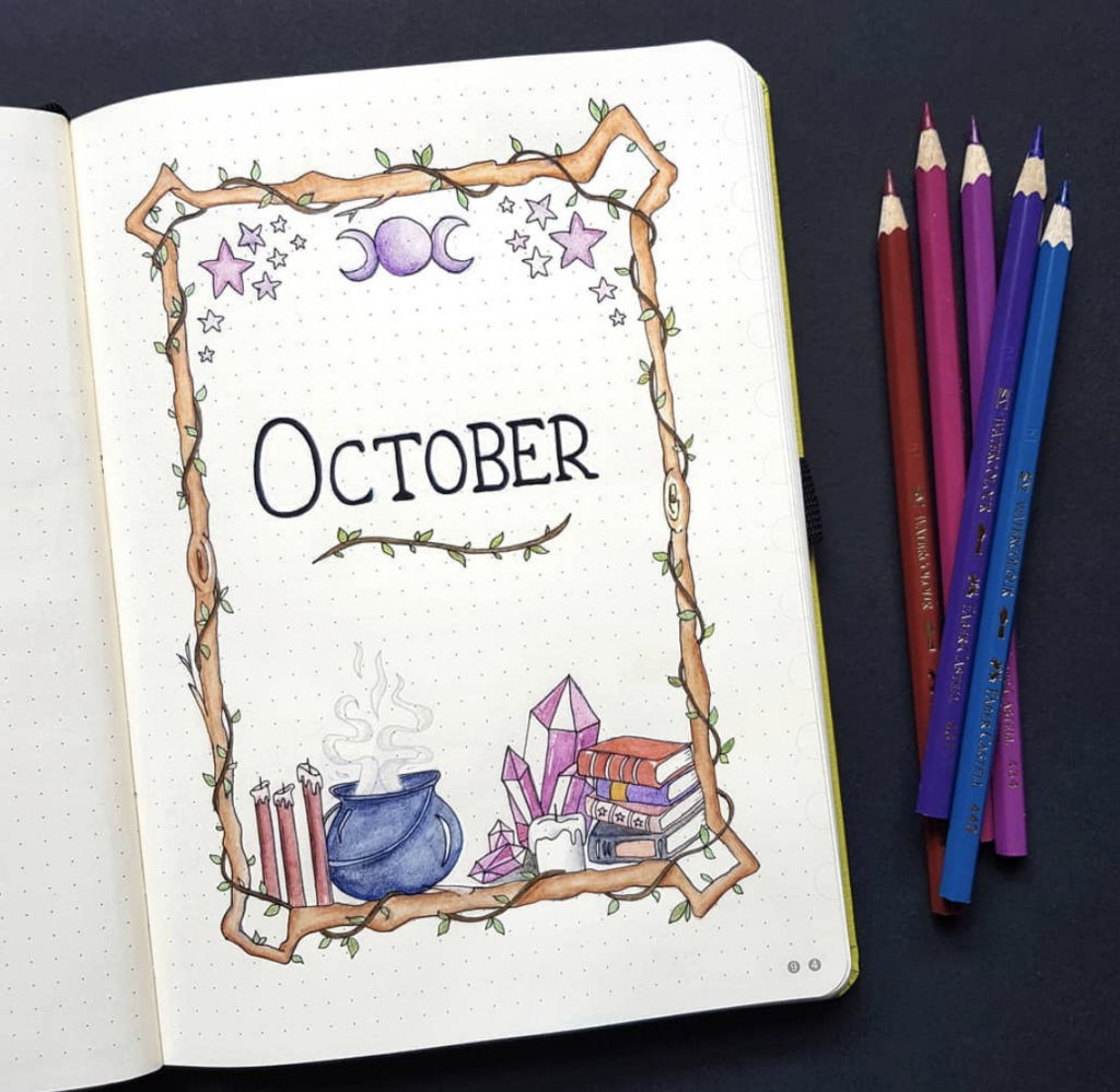 mystic October bullet journal spread