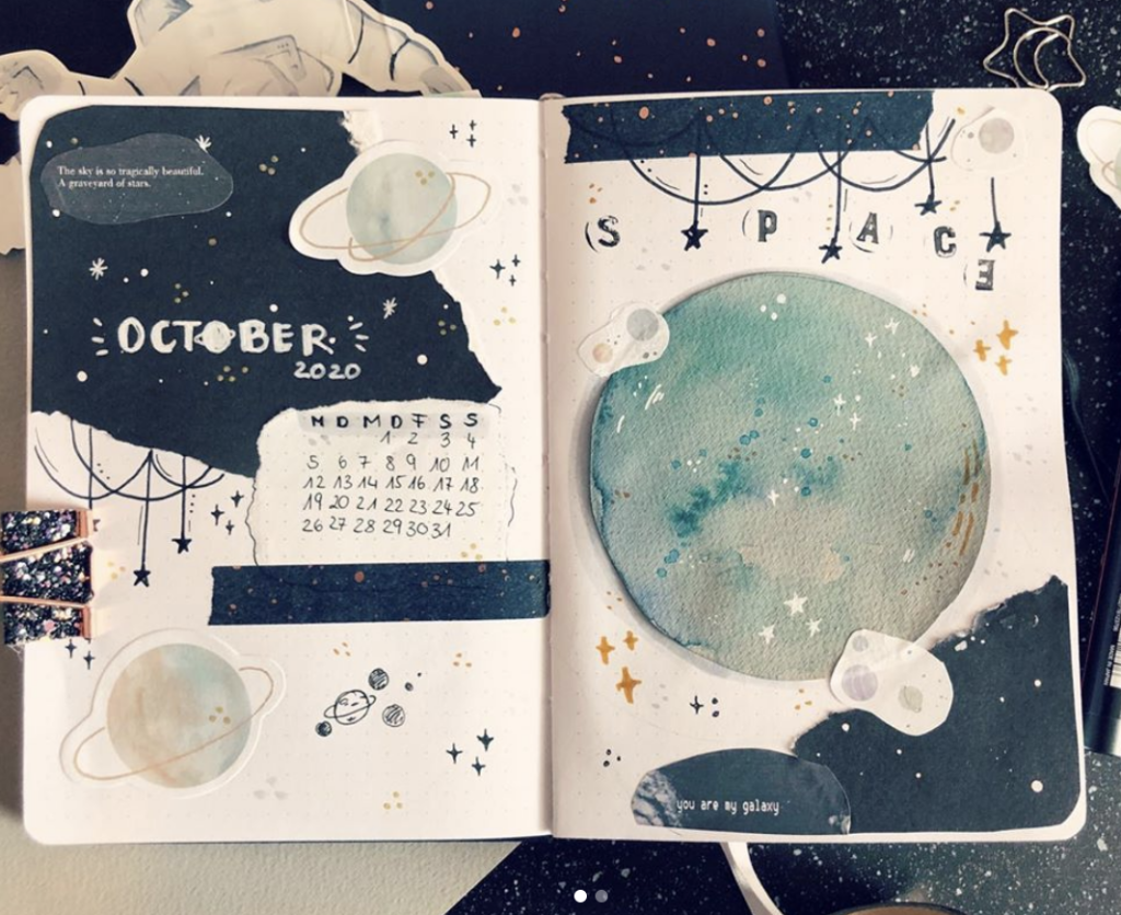 moon and plants astronomy October layout