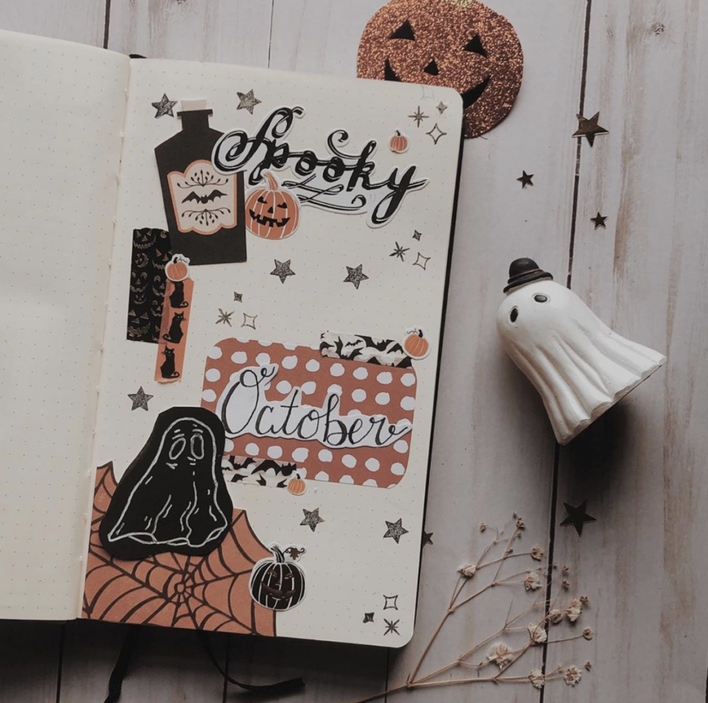 spooky October dashboard for bullet journal