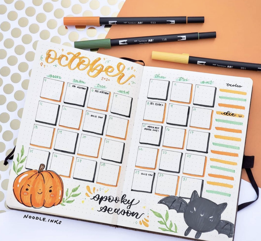 Month at a glance Halloween spread