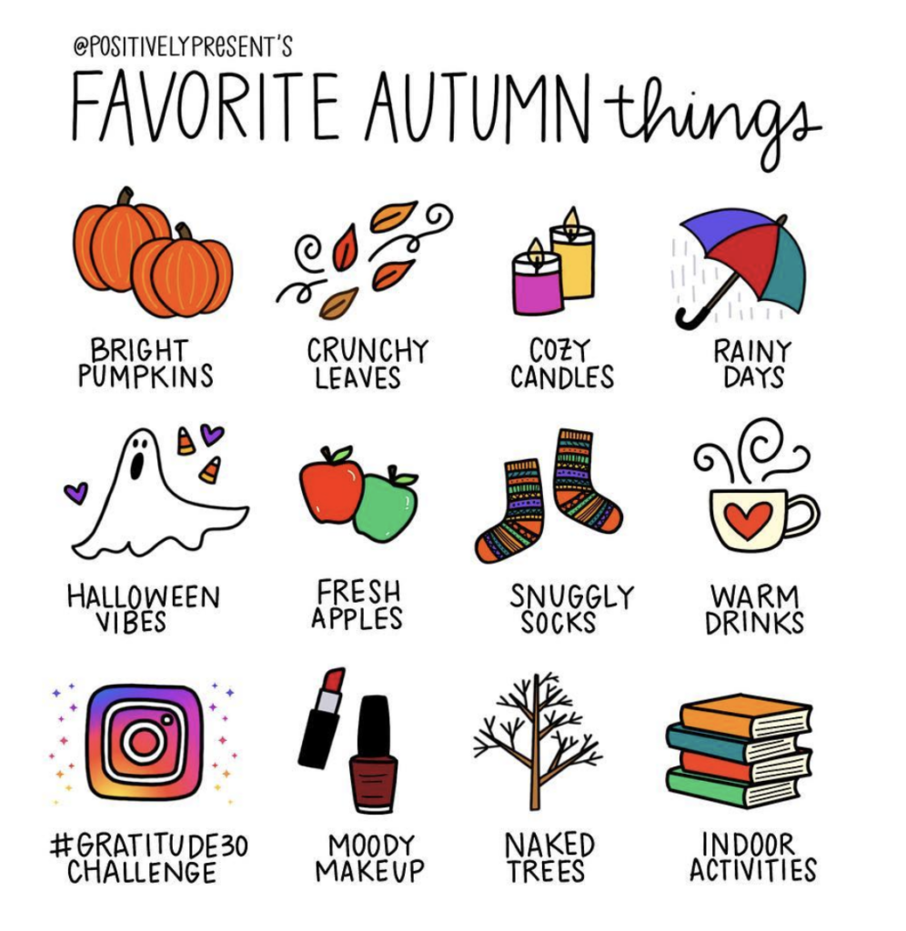 favorite autumn things for bullet journal doodles