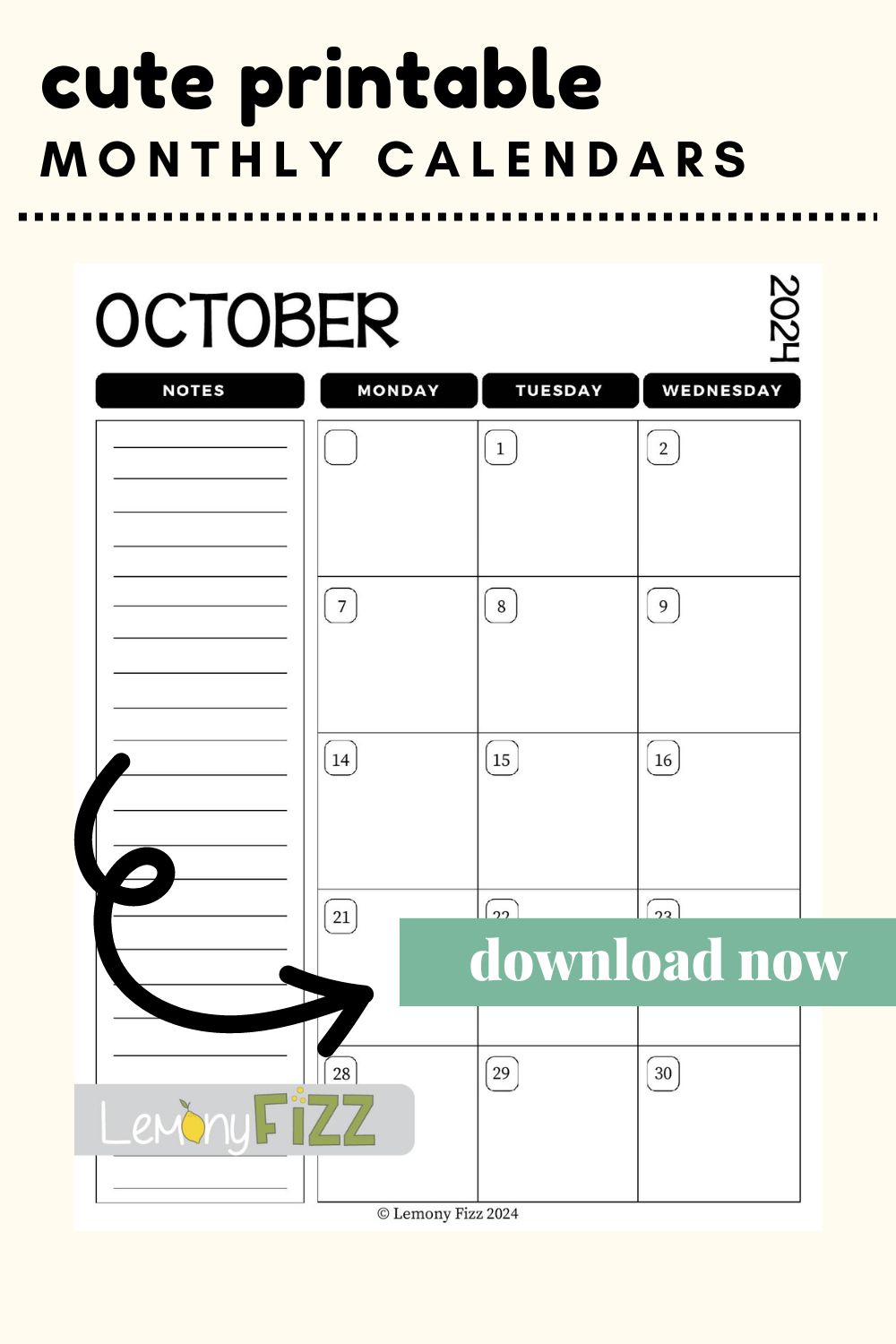 Get Your Free Copy of Monthly Calendar Printable Pages Now