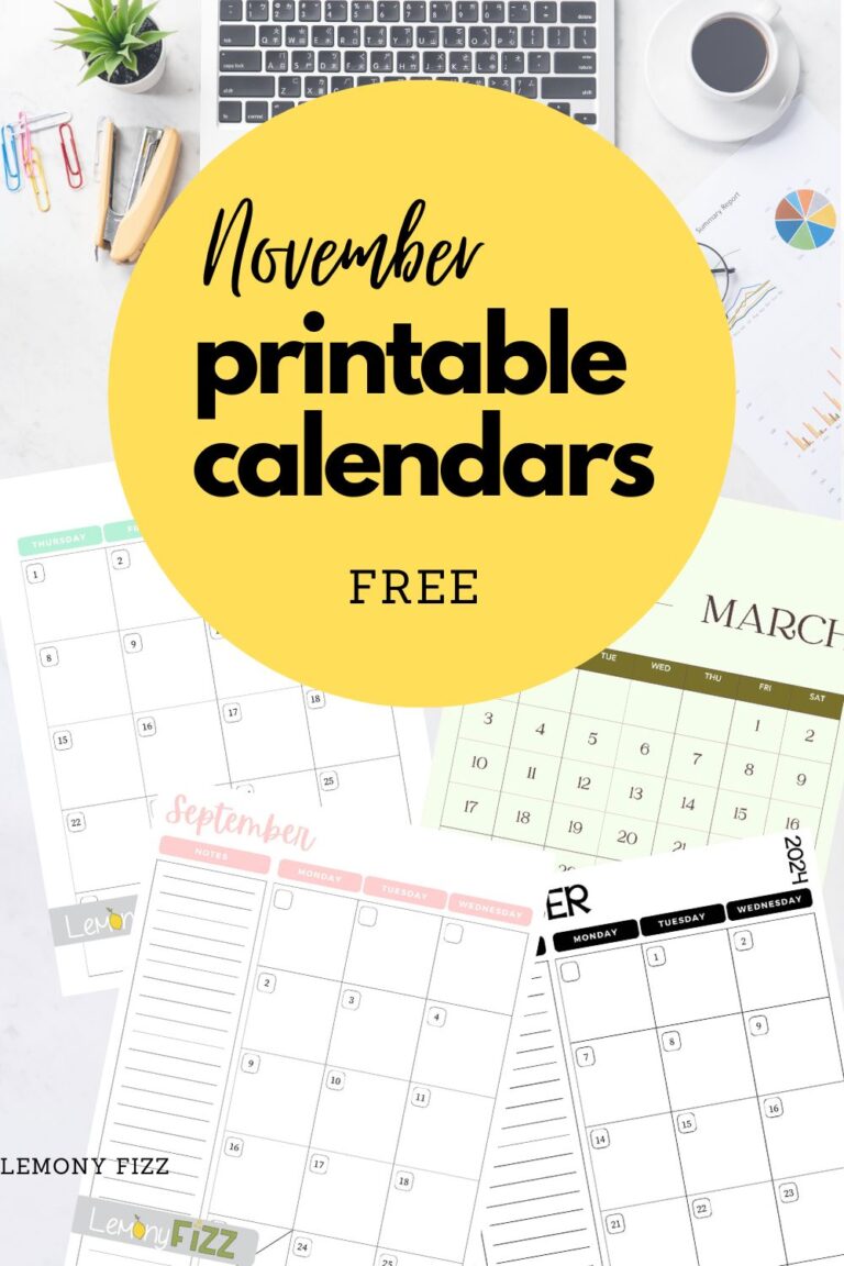 15 Printable November Calendars: Your Guide to a Well-Planned Month