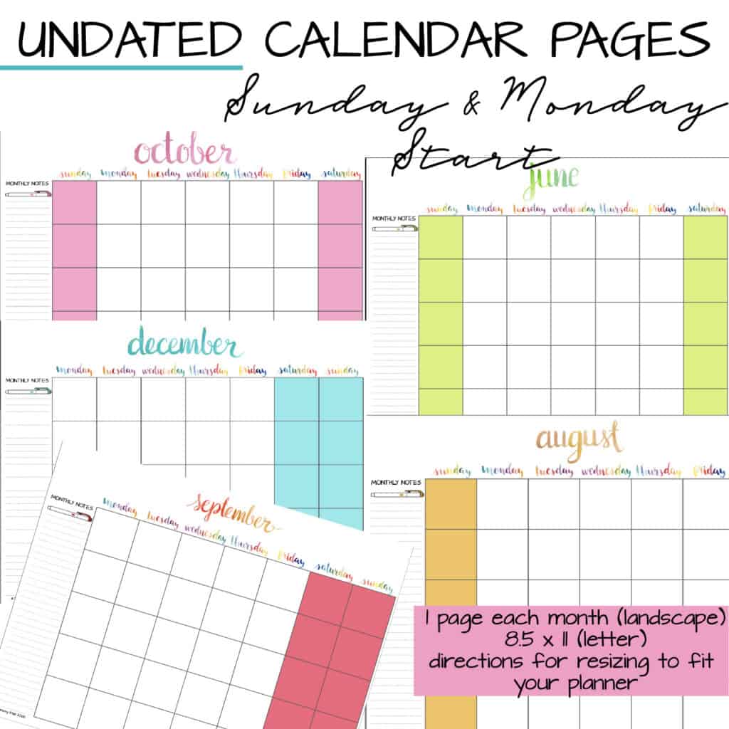 get your free copy of monthly calendar printable pages now