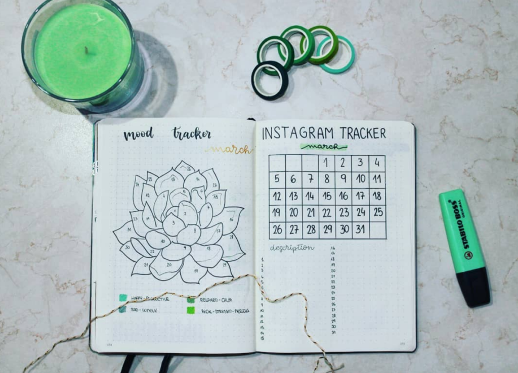 succulent bujo tracker