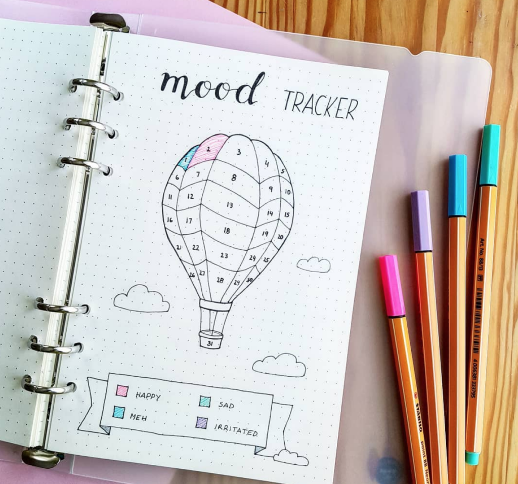 hot air balloon bujo tracker design