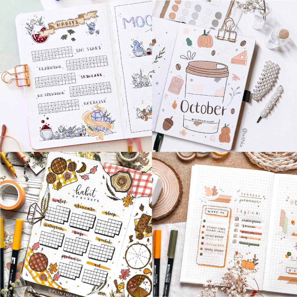 fall bullet journal layouts for ideas