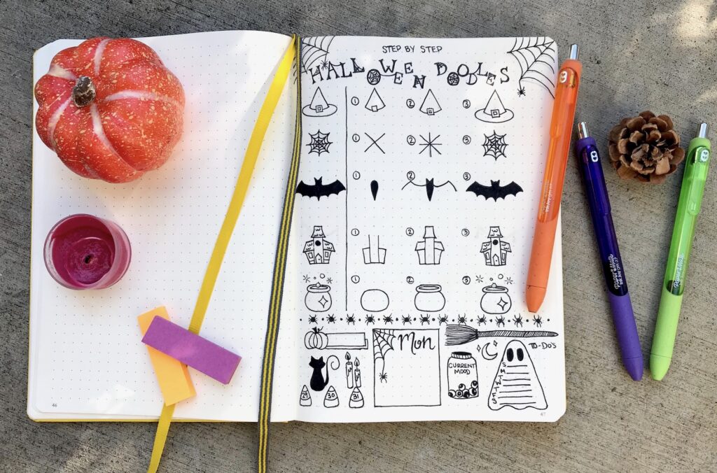 halloween doodles for bullet journals