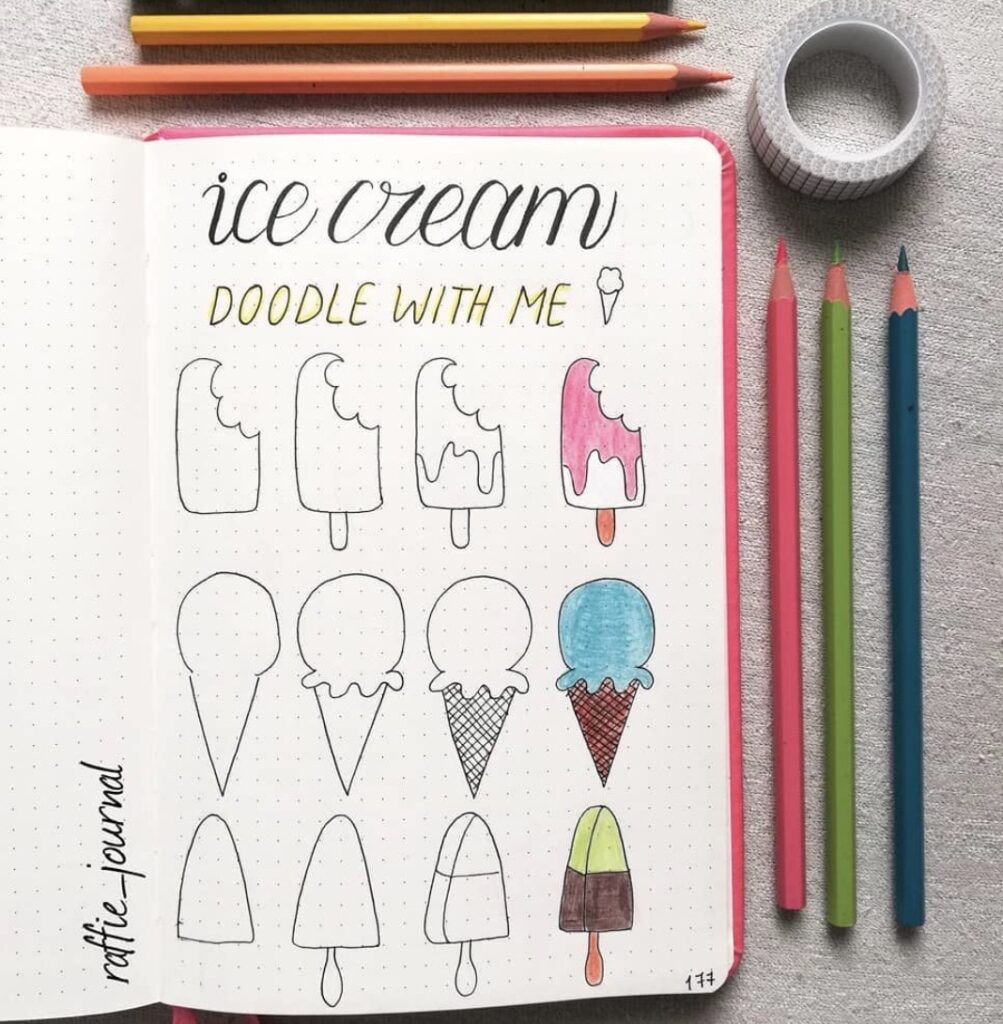 100+ bullet journal step-by-step doodles that anyone can draw