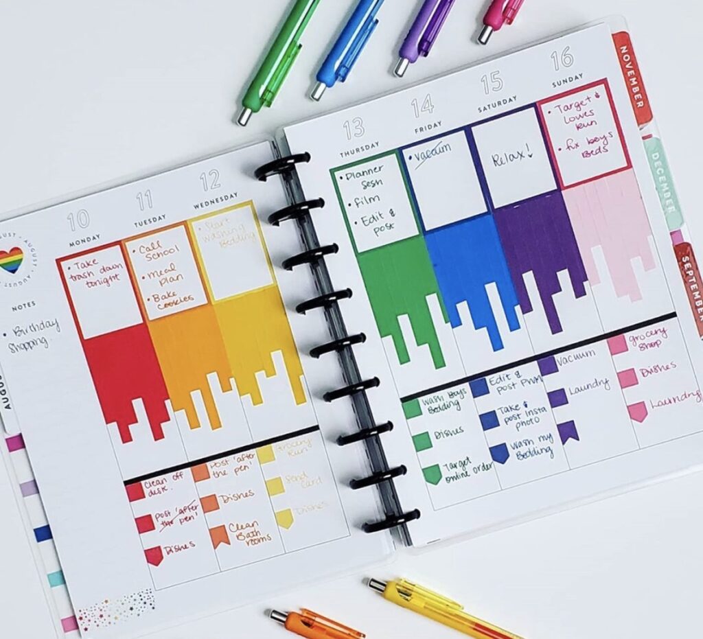 rainbow planner layout