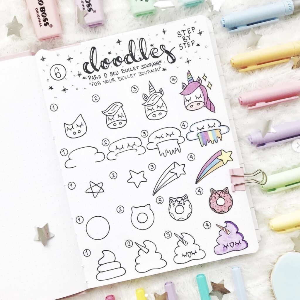 Bullet Journal Doodle Ideas (Step-By-Step Tutorials) - AnjaHome