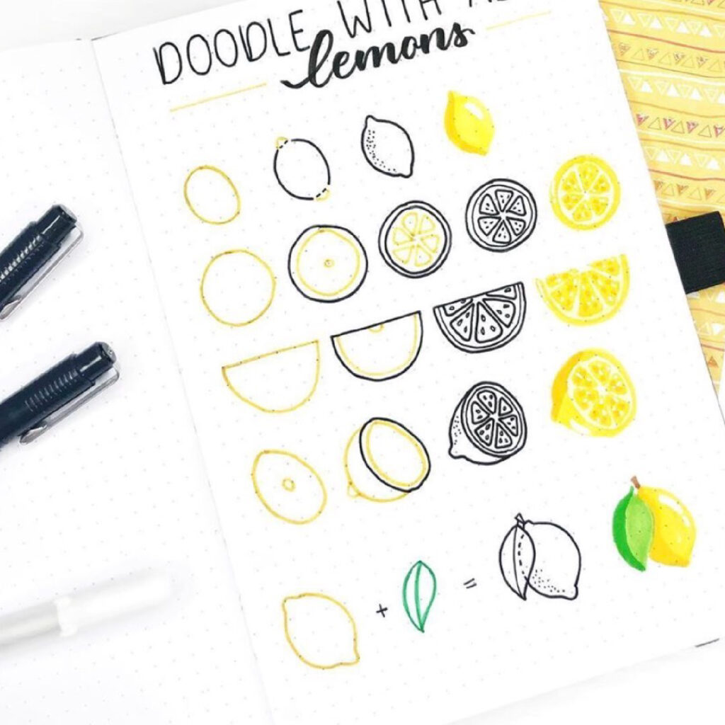 step by step doodles for bullet journals and planners