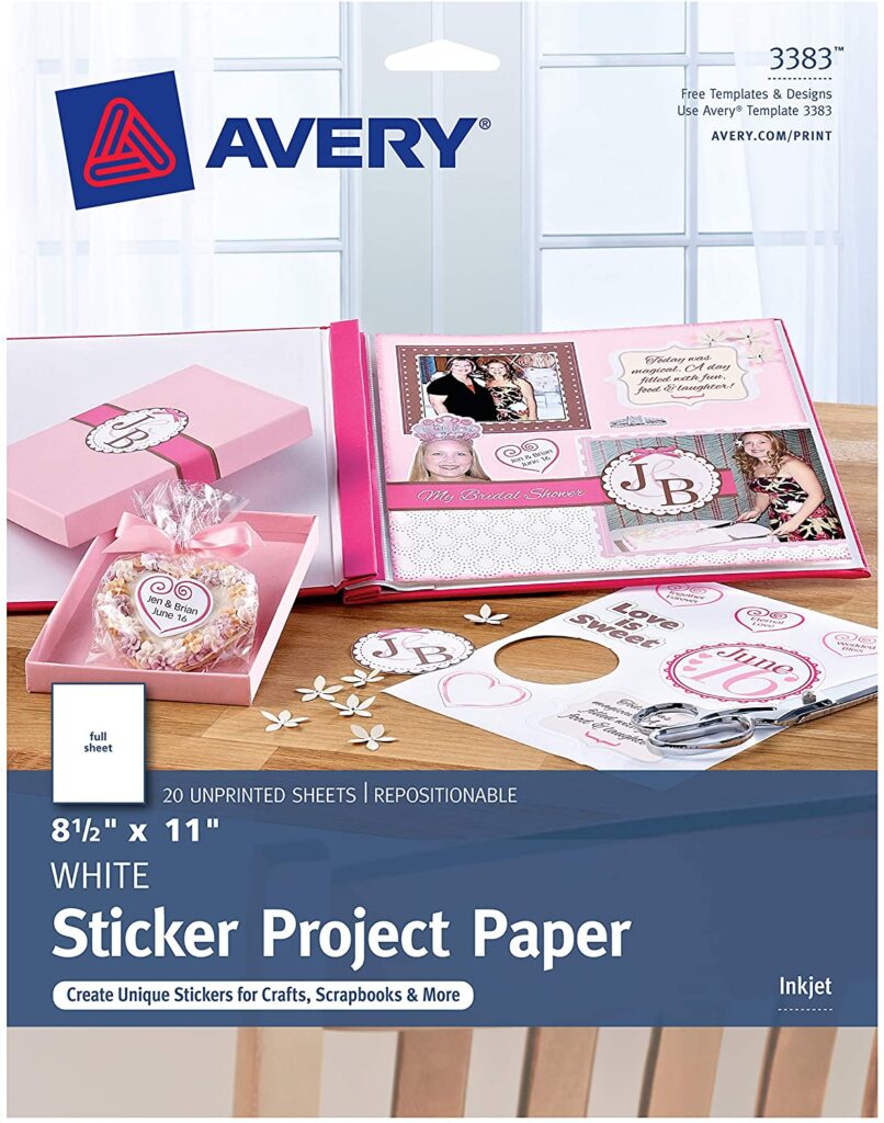 Avery Printable Sticker Paper, Glossy Clear, 8.5 x 11, Laser & Inkjet  Printers, 7 Sheets (4397) : : Stationery & Office Products