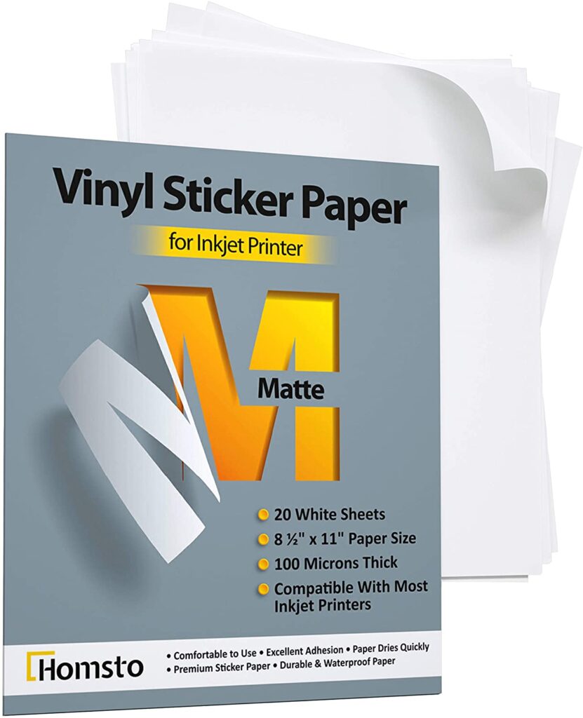 Bulk 100 Printable Vinyl Sticker Paper Glossy White Waterproof