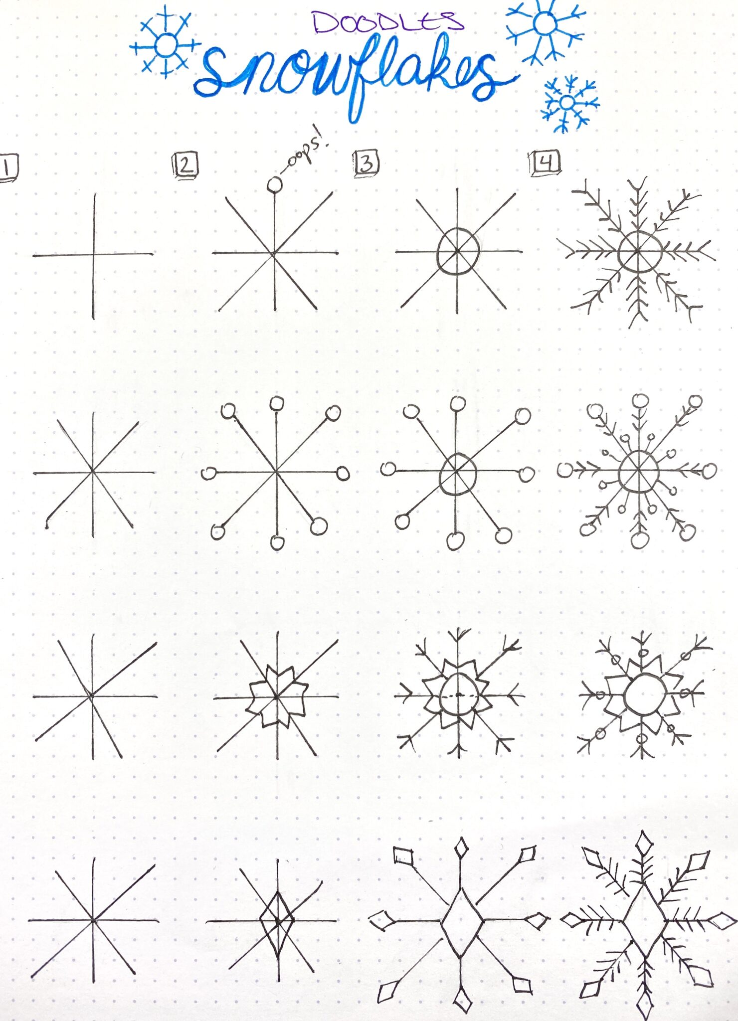 How to Draw a Snowflake in Your Planner or Bujo in Just 4 Easy Steps