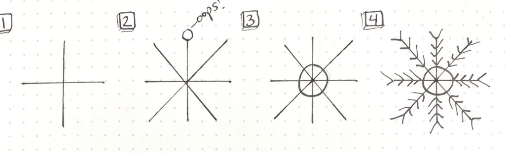 snowflake drawing tutorial type one