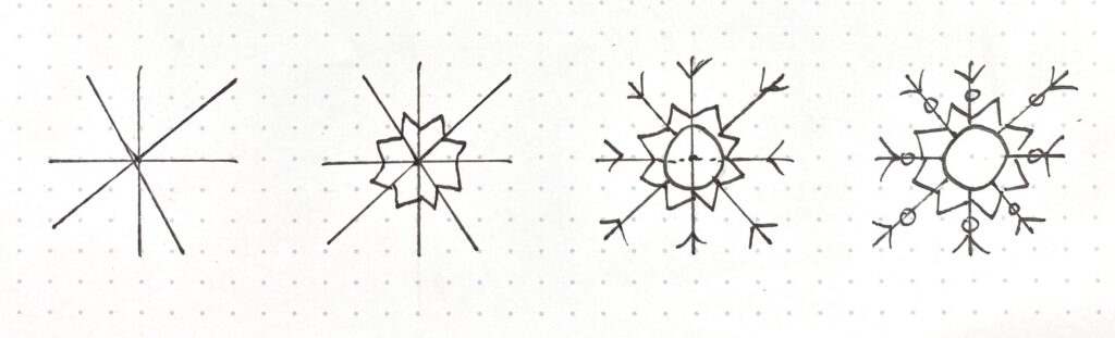 easy step by step snowflake drawing tutorials