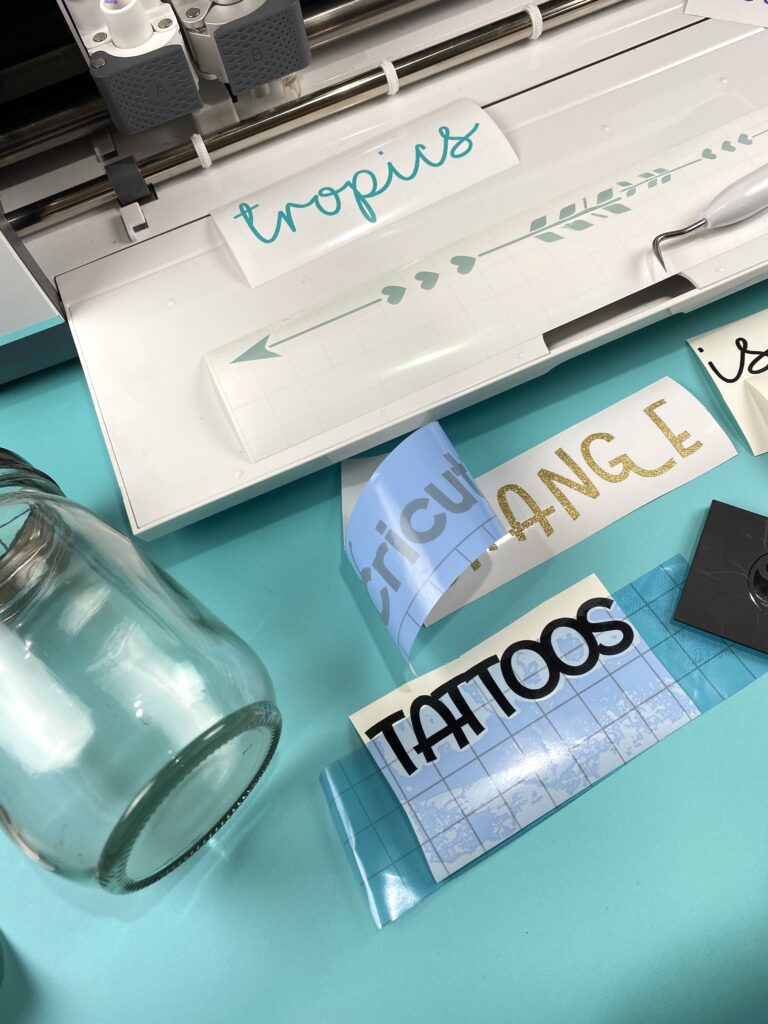 transfer tape for vinyl labels on jars using cricut label maker