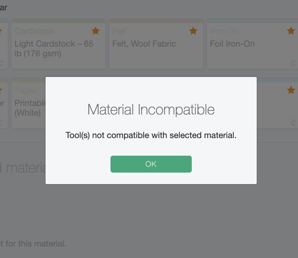 incompatible materials for Cricut engraver