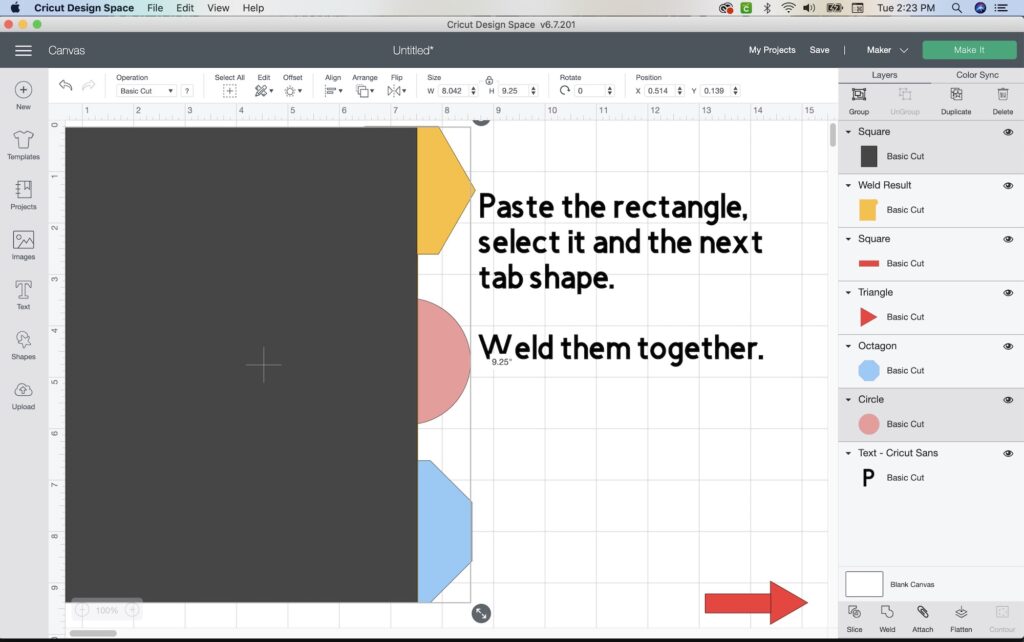 weld each rectangle and planner tab