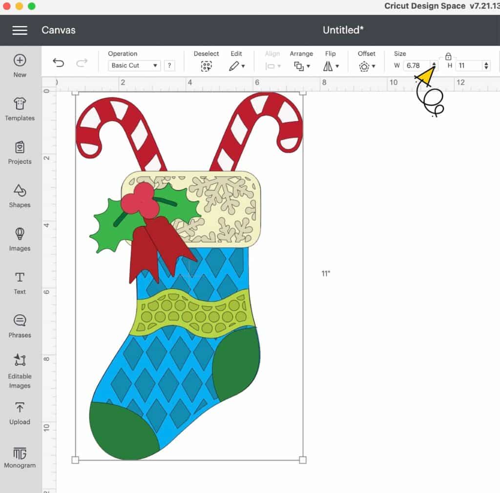 Resize option in Cricut Design Space