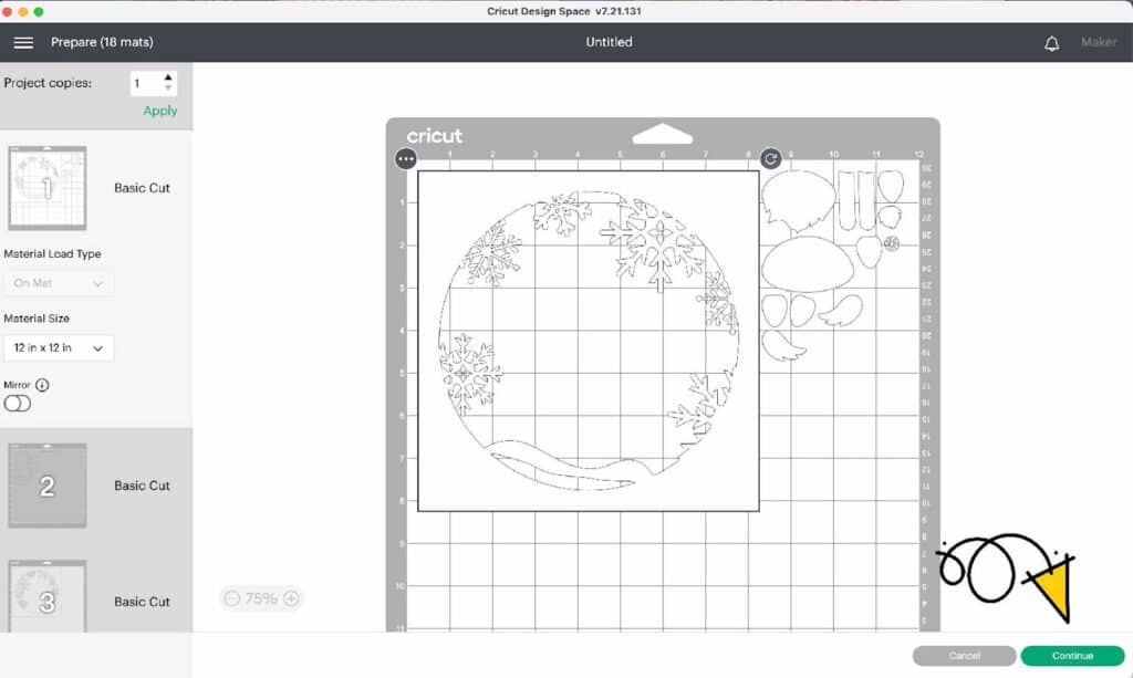 Cut shadowbox layers in Cricut Design Space