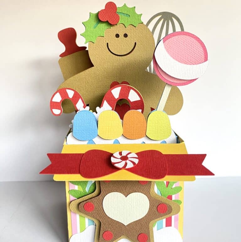 Free Gingerbread Box Card for DIY Handmade Christmas Gifts